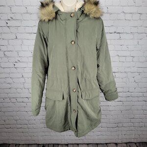 Abercrombie & Fitch Green Hooded Cozy Sherpa Lined Zip Parka Coat Size XL